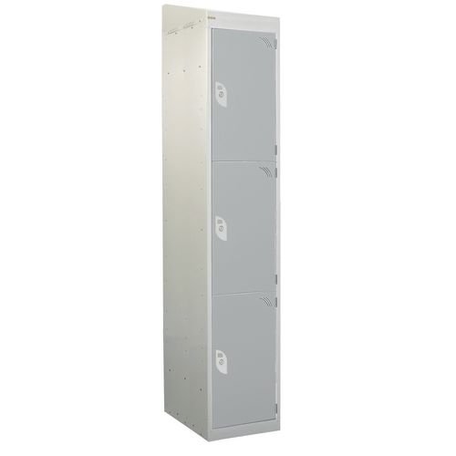 Standard Locker - With Sloping Top 1800.380.380 - 3 Compartment Light Grey Doors