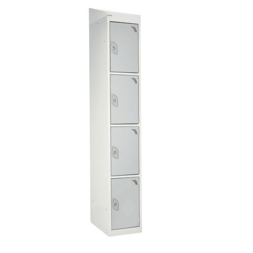 Standard Locker - With Sloping Top 1800.380.380 - 4 Compartment Light Grey Doors