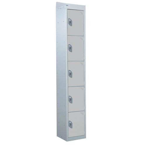 Standard Locker - With Sloping Top 1800.380.380 - 5 Compartment Light Grey Doors