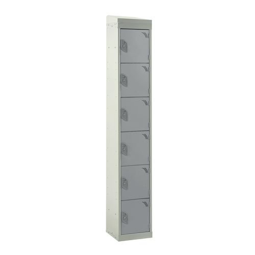 Standard Locker - With Sloping Top 1800.380.380 - 6 Compartment Light Grey Doors