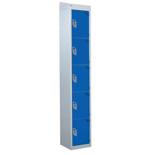 Standard Locker - With Sloping Top 1800.380.380 - 5 Compartment Dark Blue Doors