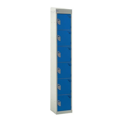 Standard Locker - With Sloping Top 1800.380.380 - 6 Compartment Dark Blue Doors