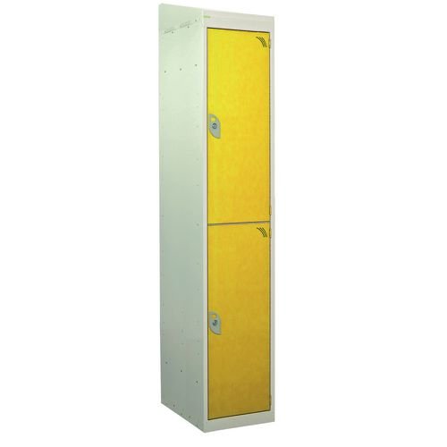 Standard Locker - With Sloping Top 1800.380.380 - 2 Compartment Yellow Doors