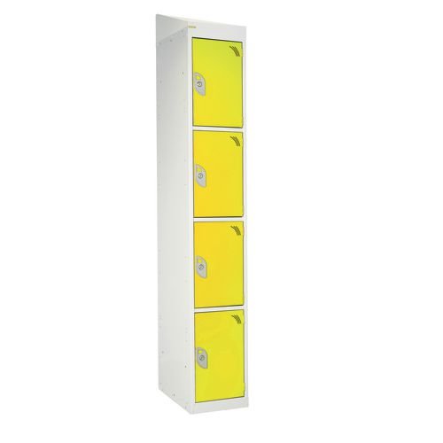 Standard Locker - With Sloping Top 1800.380.380 - 4 Compartment Yellow Doors