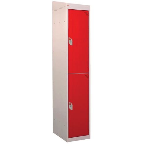 Standard Locker - With Sloping Top 1800.380.380 - 2 Compartment Red Doors