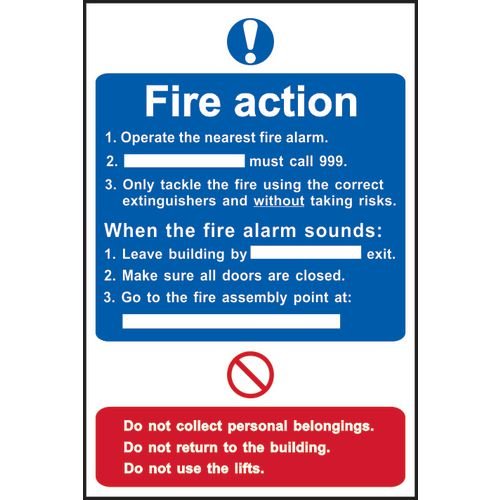 Fire Action Procedure - 1.2mm Recyclable Pp (200 X 300mm)