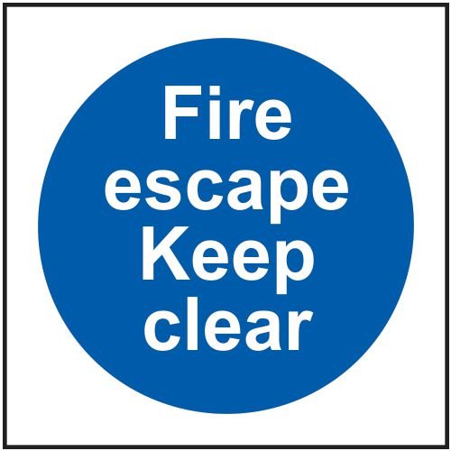 Fire Escape Keep Clear - Sav (100 X 100mm)
