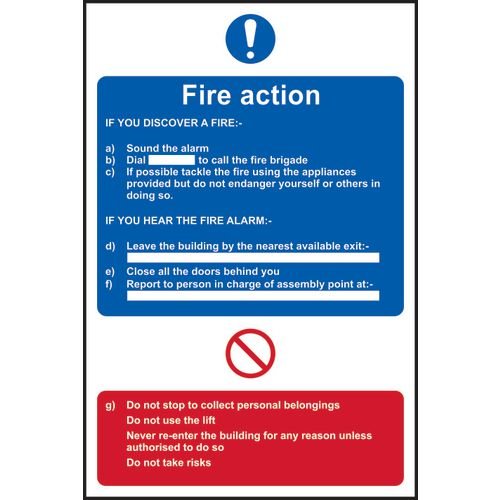 Fire Action Procedure - Sav (200 X 300mm)