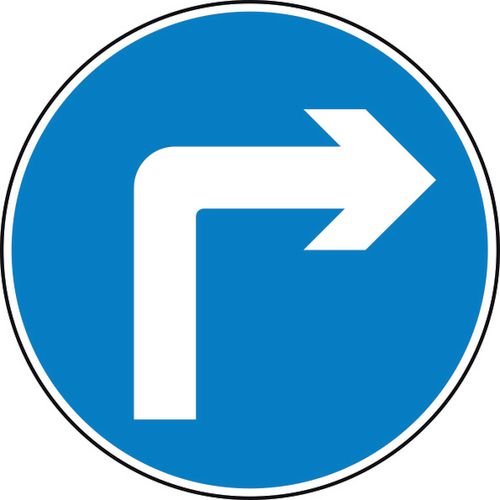 600mm Dia. Dibond 'Right Turn' Road Sign (Without Channel)