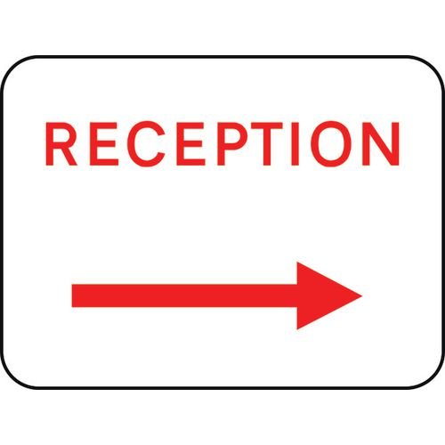 600 X 450mm Dibond 'Reception Arrow Right' Road Sign (Without Channel)
