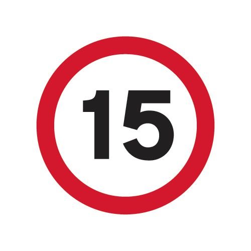 450mm Dia. Dibond 15Mph Road Sign (Without Channel)