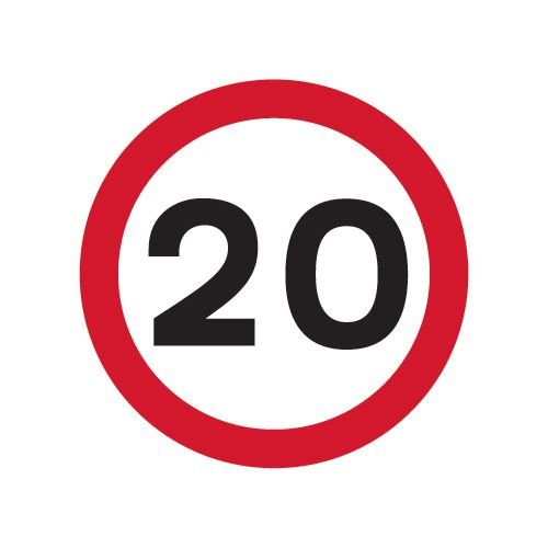 600mm Dia. Dibond 20Mph Road Sign (With Channel)