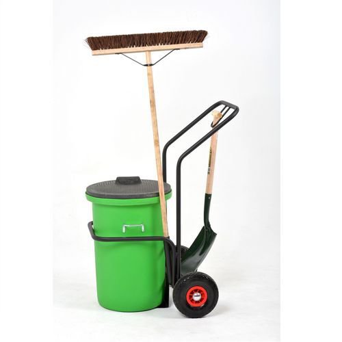 Street cleaning trolley with accessories