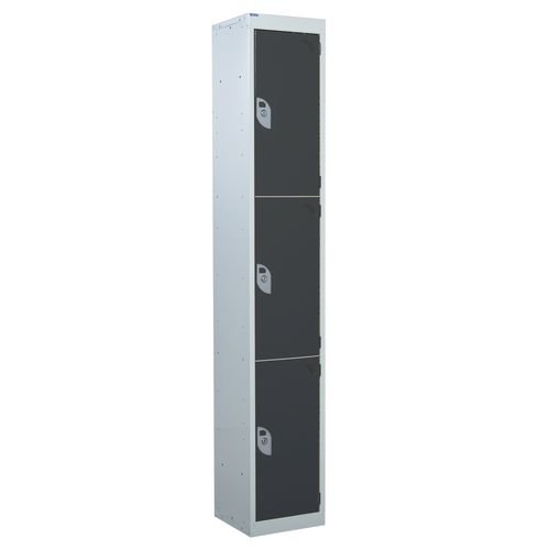 Standard Locker 1800.380.380 - 3 Compartment Dark Grey Doors