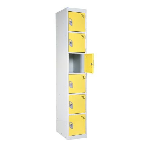 Standard Locker 1800.300.450 - 6 Compartment - Yellow Doors
