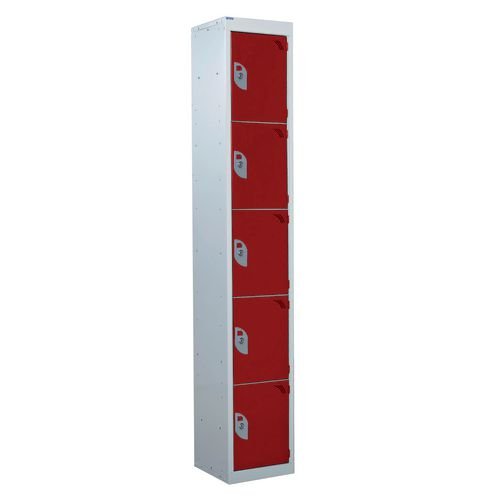 Standard Locker 1800.300.450 - 5 Compartment - Red Doors