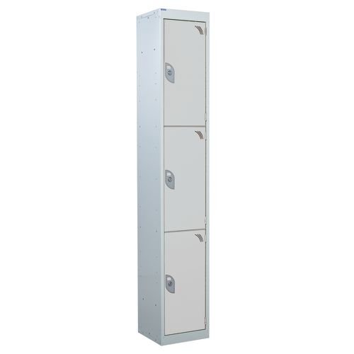Standard Locker 1800.380.380 3 Compartment - Light Grey Doors