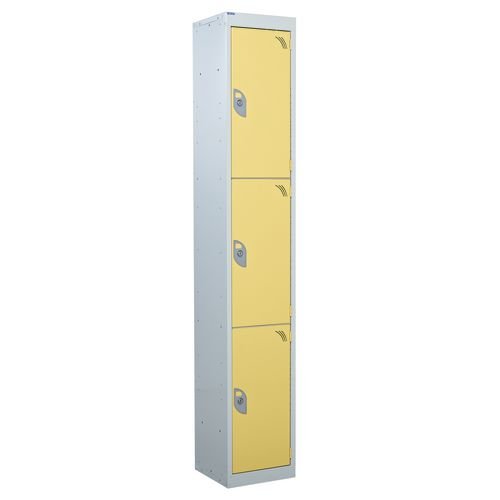 Standard Locker 1800.380.380 3 Compartment - Yellow Doors