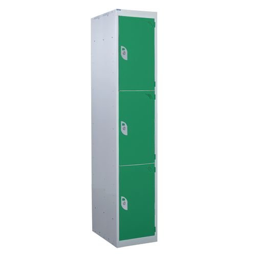 Standard Locker 1800.300.300 - 3 Compartment - Green Doors