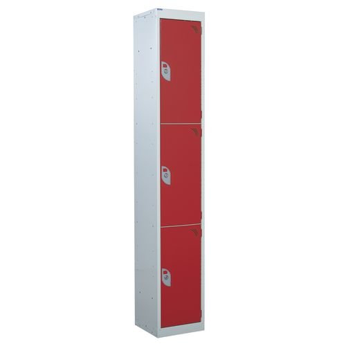 Standard Locker 1800.300.300 3 Compartment - Red Doors