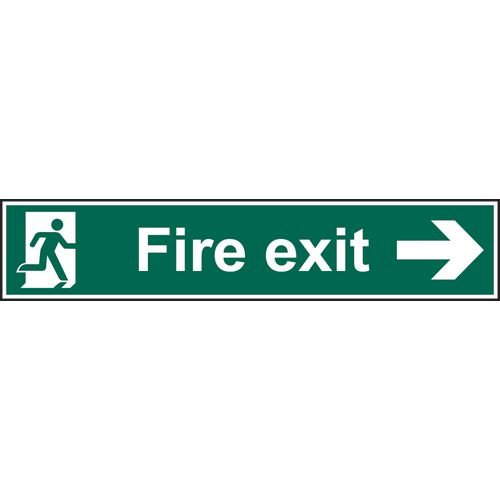 Fire Exit (Man Arrow Right) - 1.2mm Recyclable Pp (750 X 150mm)