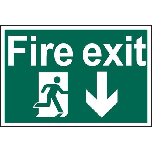 Fire Exit Arrow Down - 1.2mm Recyclable Pp (300 X 200mm)