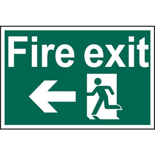Fire Exit Arrow Left - 1.2mm Recyclable Pp (300 X 200mm)