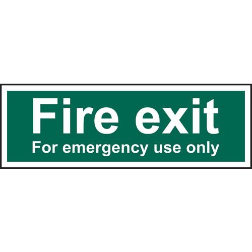 Fire Exit For Emergency Use Only - 1.2mm Recyclable Pp (300 X 100mm)