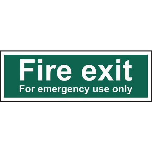 Fire Exit For Emergency Use Only - Sav (300 X 100mm)