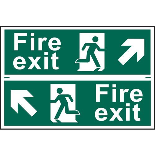 Fire Exit Man Running Arrow Diagonally Up Left/Right - Sapp (300 X 100mm) Set Of 2