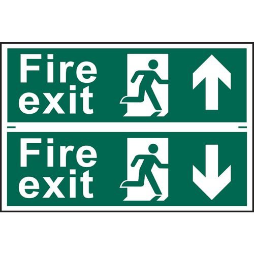 Fire Exit Man Running Arrow Up/Down - Sapp (300 X 100mm) Set Of 2