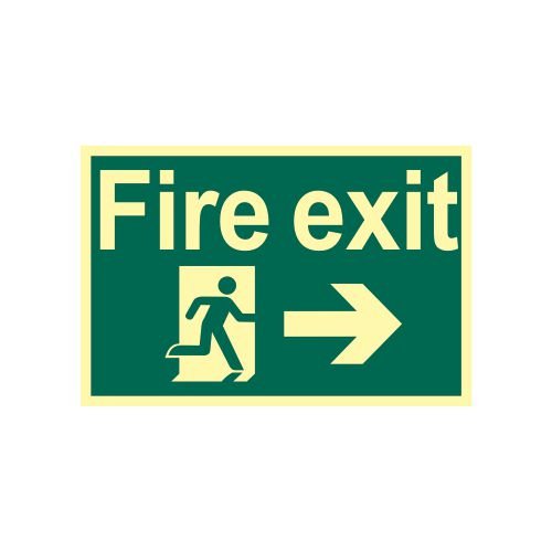 Fire Exit Running Man Arrow Right - Pho (300 X 200mm)