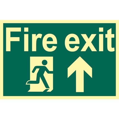 Fire Exit Running Man Arrow Up - Phs (300 X 200mm)
