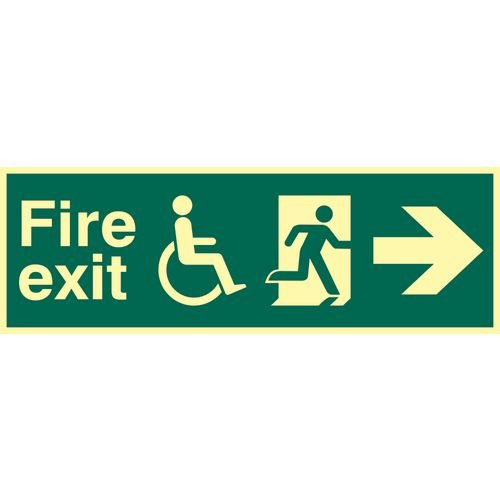 Disabled Fire Exit Man Running Arrow Right - Pho (450 X 150mm)