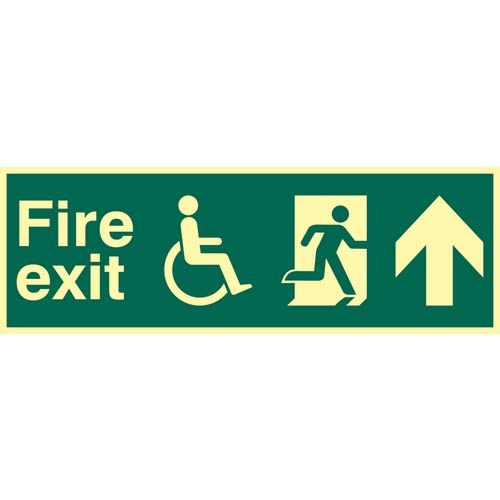 Disabled Fire Exit Man Running Arrow Up - Pho (450 X 150mm)