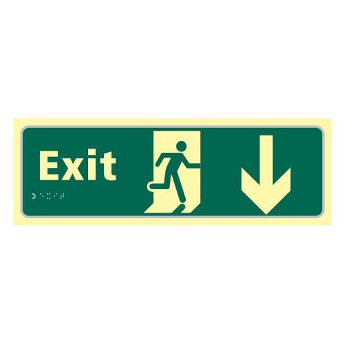 Exit Man Running Arrow Down - Taktyleph (450 X 150mm)