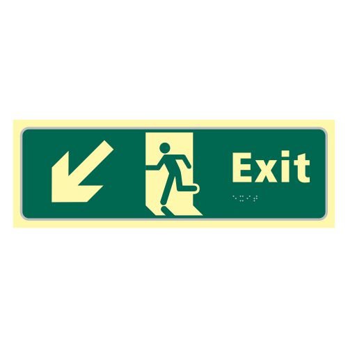 Exit Man Running Arrow Down/Left - Taktyleph (450 X 150mm)