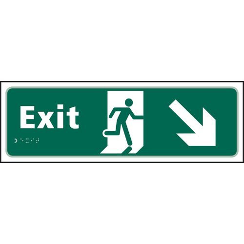 Exit Man Running Arrow Down/Right - Taktyle (450 X 150mm)