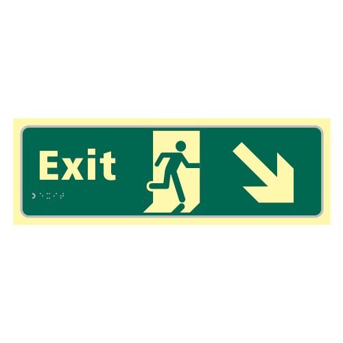 Exit Man Running Arrow Down/Right - Taktyleph (450 X 150mm)