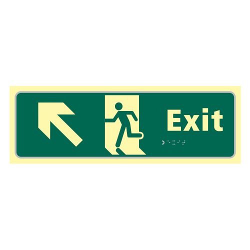 Exit Man Running Arrow Up/Left - Taktyleph (450 X 150mm)