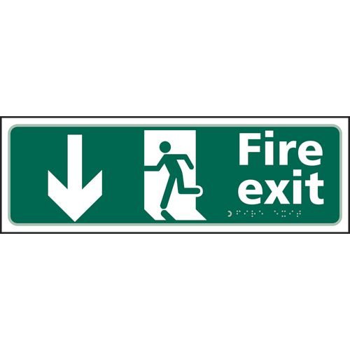 Fire Exit Man Running Arrow Down - Taktyle (450 X 150mm)