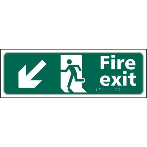 Fire Exit Man Running Arrow Down/Left - Taktyle (450 X 150mm)