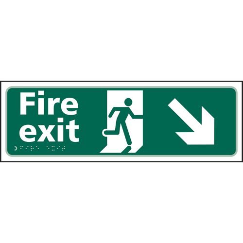 Fire Exit Man Running Arrow Down/Right - Taktyle (450 X 150mm)