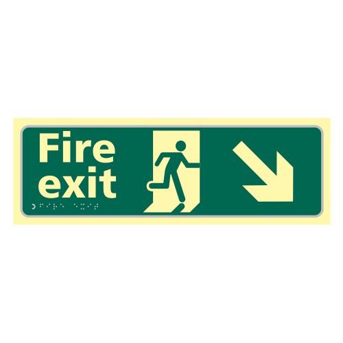 Fire Exit Man Running Arrow Down/Right - Taktyleph (450 X 150mm)