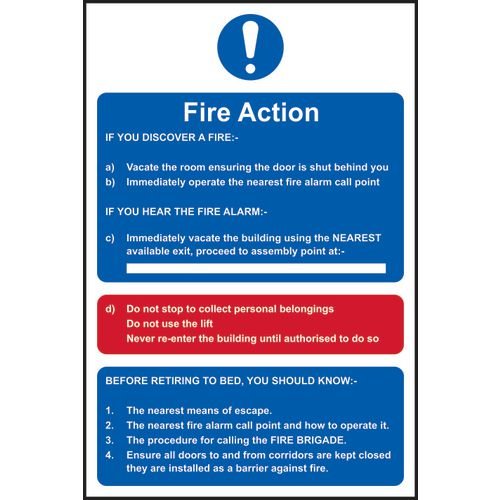 Fire Action Procedure - 1.2mm Recyclable Pp (200 X 300mm)
