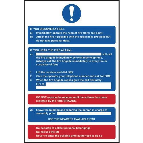 Fire Action Procedure - Sav (200 X 300mm)