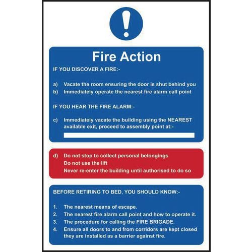 Fire Action Procedure - Sav (200 X 300mm)