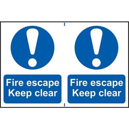 Fire Escape Keep Clear Sapp (150 X 200mm) Pack Of 2