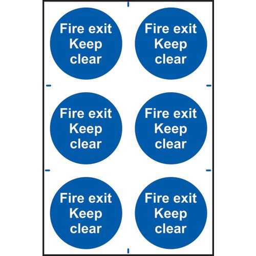Fire Exit Keep Clear Sapp (100 X 100mm) Pack Of 6