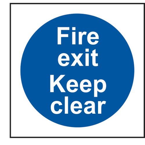 Fire Exit Keep Clear - 1.2mm Recyclable Pp (100 X 100mm)